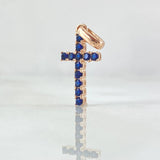 Dije Cruz Tupida 1.25gr / 3cm / Circones Azules Oro Rosa 18K ©