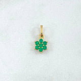 Pendant Flor Nevada 0.85gr / 1.5cm / Green Zircons 18K Yellow Gold ©