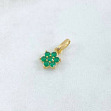 Pendant Flor Nevada 0.85gr / 1.5cm / Green Zircons 18K Yellow Gold ©