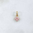 Dije Flor Cuatro Petalos 0.65gr / 1.5cm / Circones Rosados Oro Amarillo 18K ©