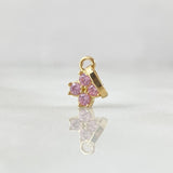 Dije Flor Cuatro Petalos 0.65gr / 1.5cm / Circones Rosados Oro Amarillo 18K ©