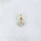 Pendant Four Petal Flower 0.65gr / 1.5cm / White Zircons 18K Yellow Gold ©