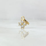 Pendant Four Petal Flower 0.65gr / 1.5cm / White Zircons 18K Yellow Gold ©