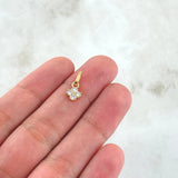 Pendant Four Petal Flower 0.65gr / 1.5cm / White Zircons 18K Yellow Gold ©