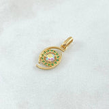 Pendant Rustic Halo 1.55gr / 3cm / Green Zircons - Yellow Gold 18K Iridescent ©