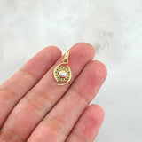 Pendant Rustic Halo 1.55gr / 3cm / Green Zircons - Yellow Gold 18K Iridescent ©