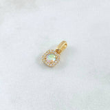 Pendant Square Halo 1.15gr / 2cm / White Zircons - Yellow Gold 18K Iridescent