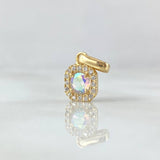 Pendant Square Halo 1.15gr / 2cm / White Zircons - Yellow Gold 18K Iridescent