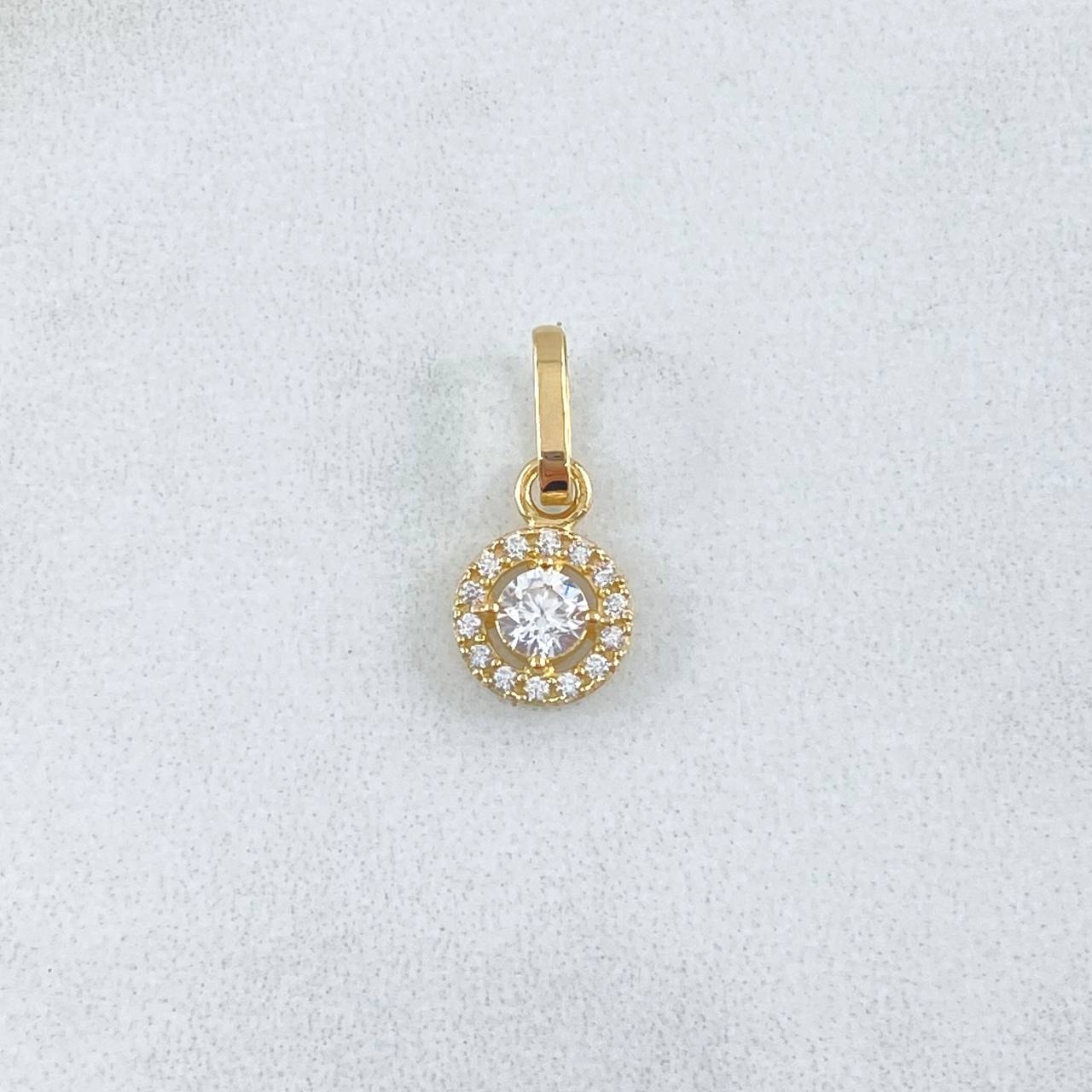 Pendant Halo 0.8gr / 2cm / White Zircons 18K Yellow Gold