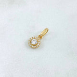 Pendant Halo 0.8gr / 2cm / White Zircons 18K Yellow Gold
