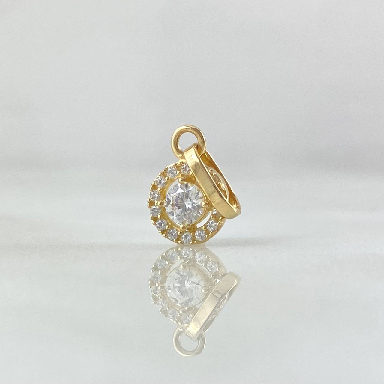 Pendant Halo 0.8gr / 2cm / White Zircons 18K Yellow Gold