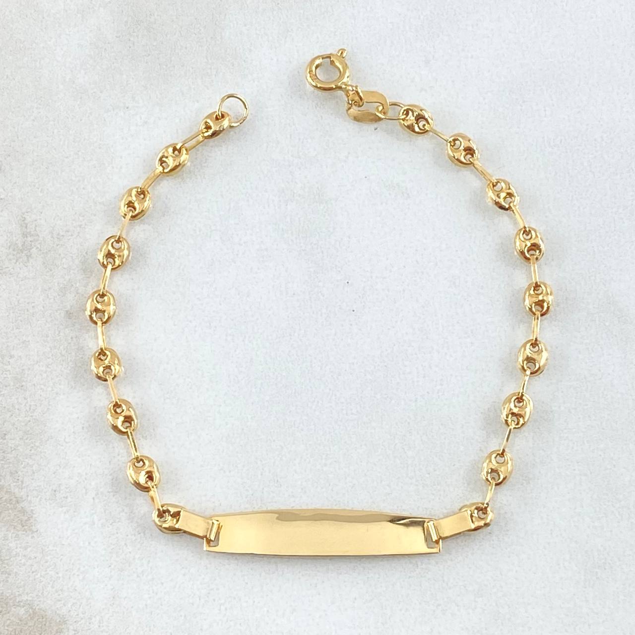 Bracelet Baby GC Rectangular Curved Plate 1.7gr / 15cm / 3.2mm 18K Yellow Gold