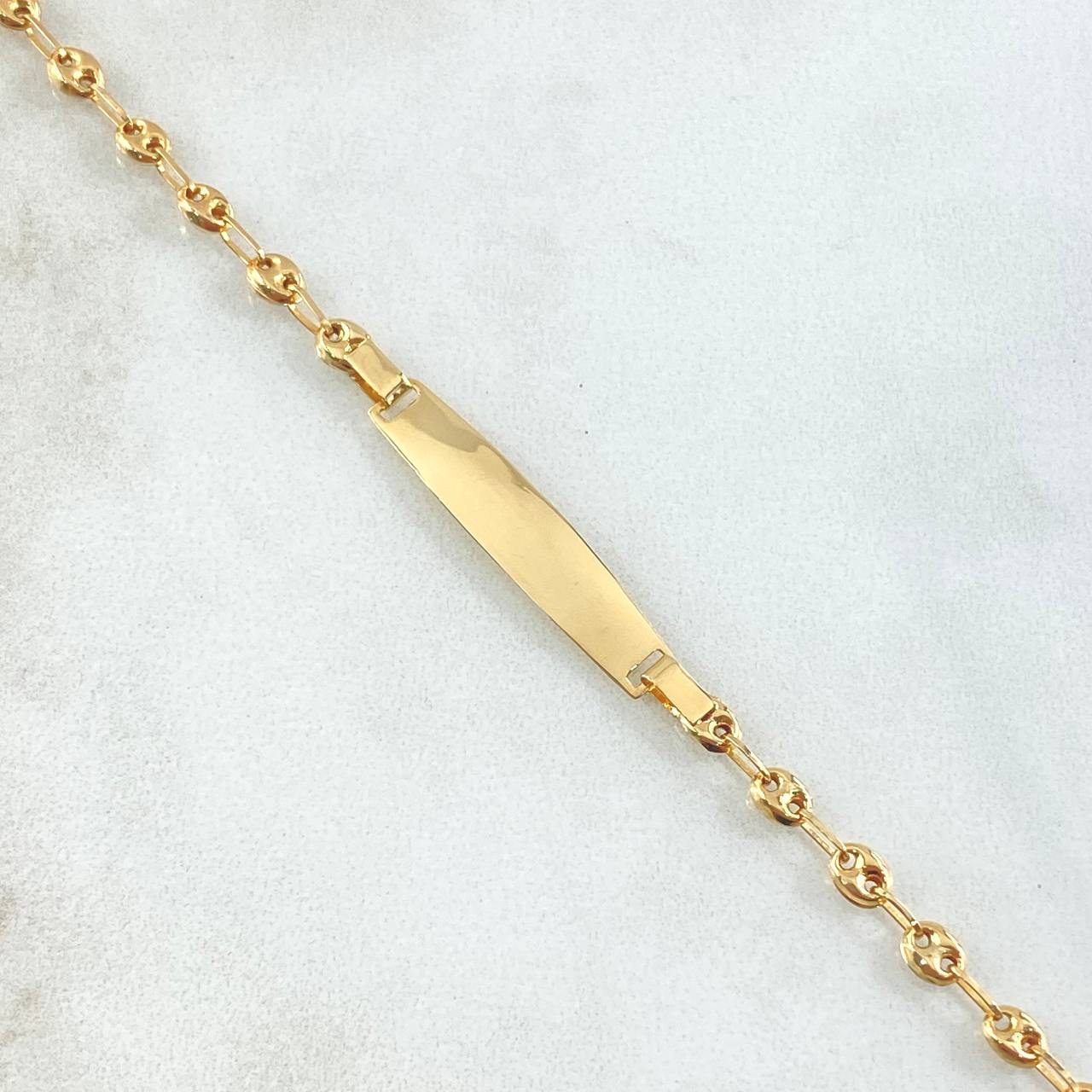 Bracelet Baby GC Curved Rectangular Plate 1.75gr / 15cm / 3mm Yellow Gold 18K
