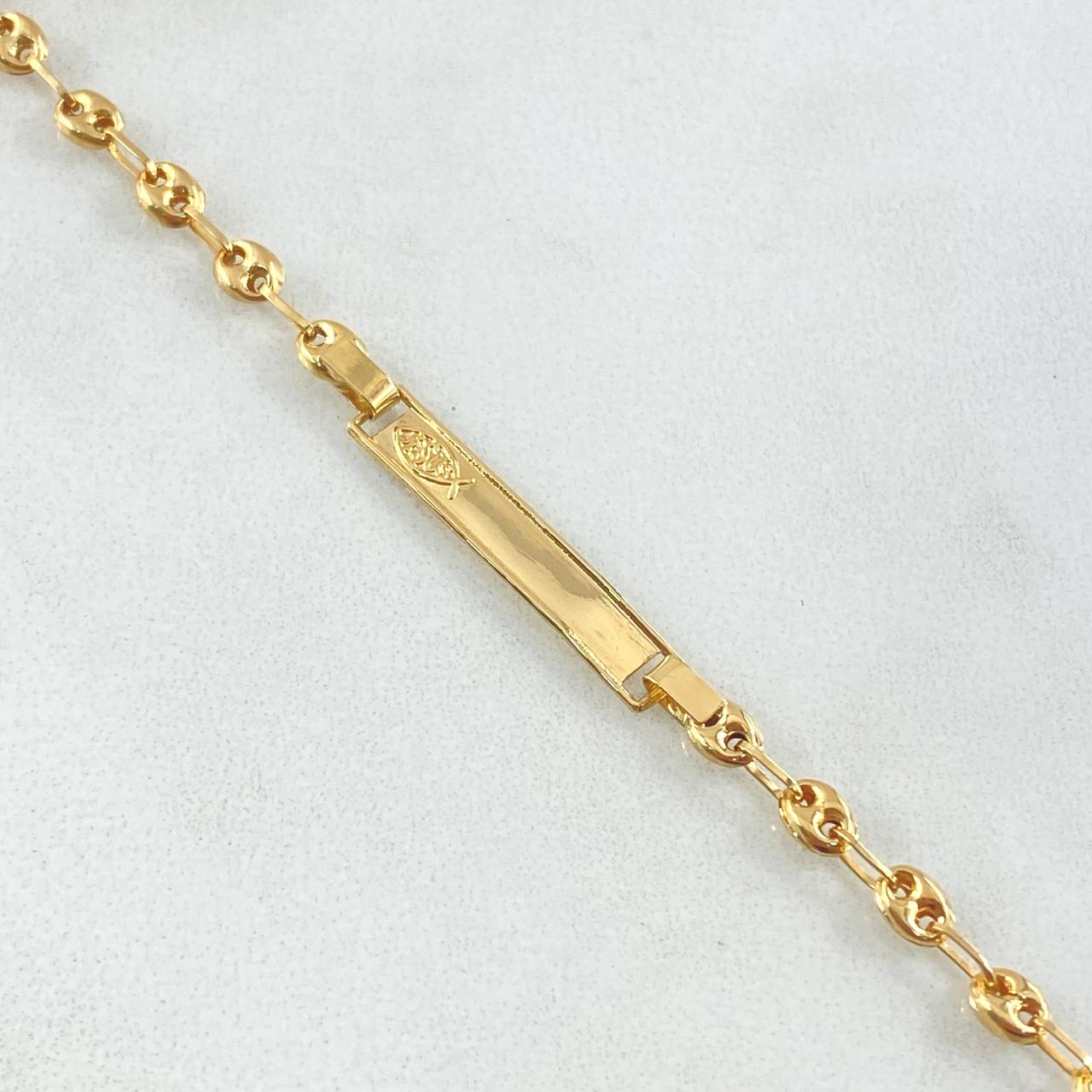 Pulso Bebé GC Placa Rectangular Pez Jesus 1.6gr / 14cm / 3.2mm Oro Amarillo 18K