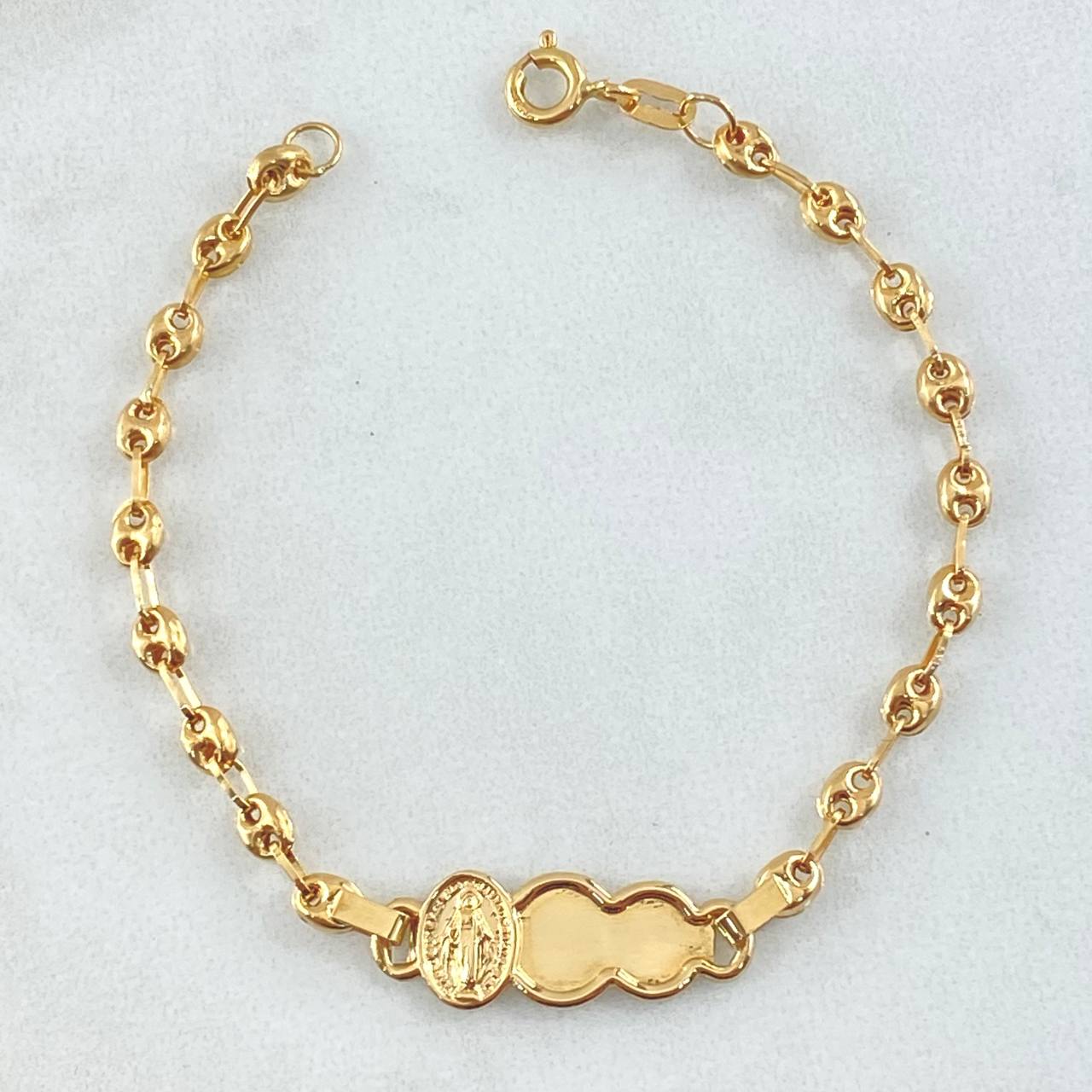 Pulso Bebé GC Placa Nube Virgen Milagrosa 1.8gr / 14cm / 3.2mm Oro Amarillo 18K ©