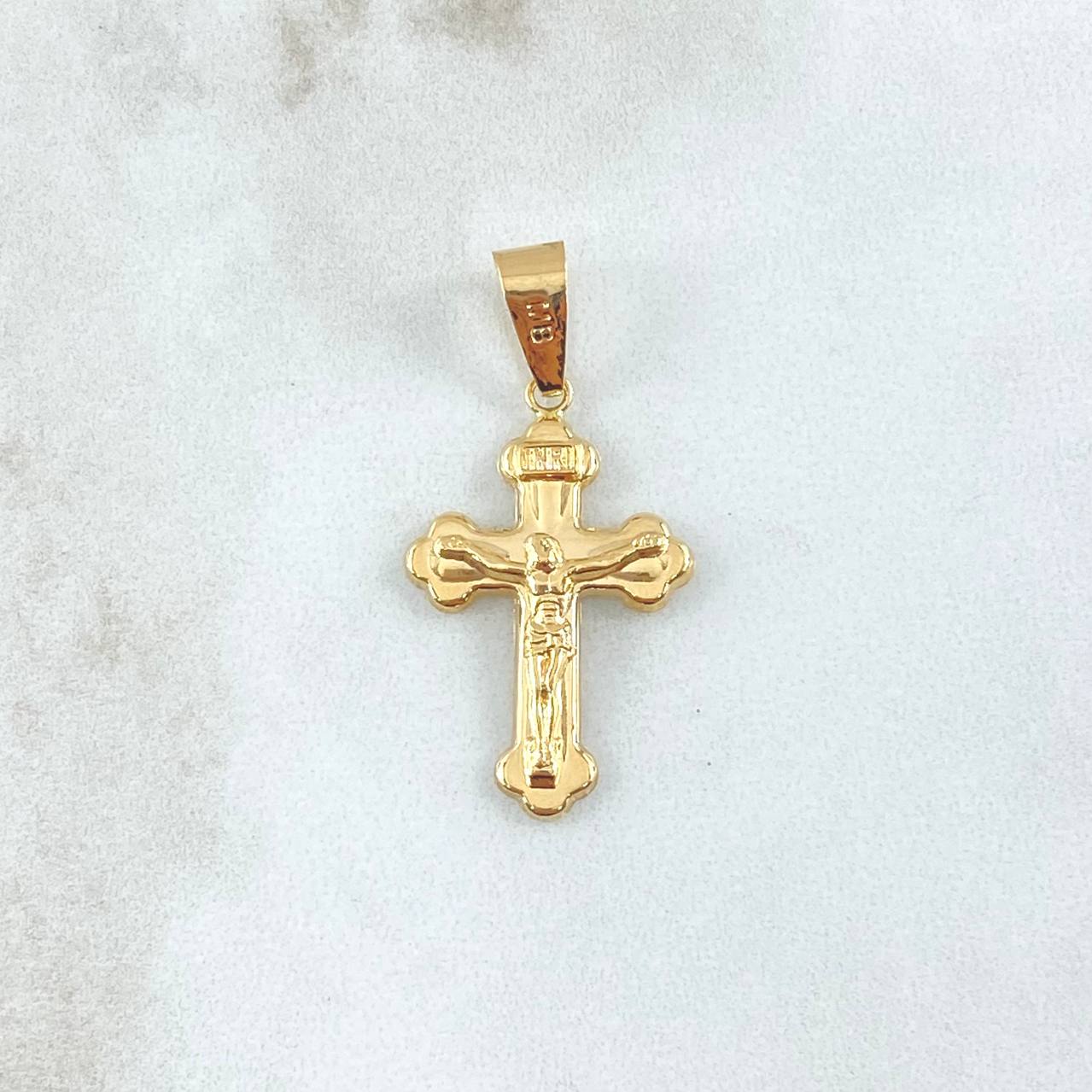 Pendant Cross Christ Three Points 1.4gr / 3.5cm / Polished 18K Yellow Gold