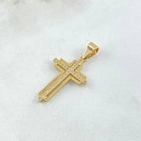Dije Cruz 2.1gr / 3.4cm / Lisa Circones Blancos Oro Amarillo 18K