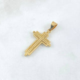 Dije Cruz 2.1gr / 3.4cm / Lisa Circones Blancos Oro Amarillo 18K