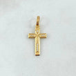 Dije Cruz Doble 1.35gr / 2.7cm / Lisa Circones Blancos Oro Amarillo 18K