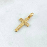 Dije Cruz Doble 1.35gr / 2.7cm / Lisa Circones Blancos Oro Amarillo 18K