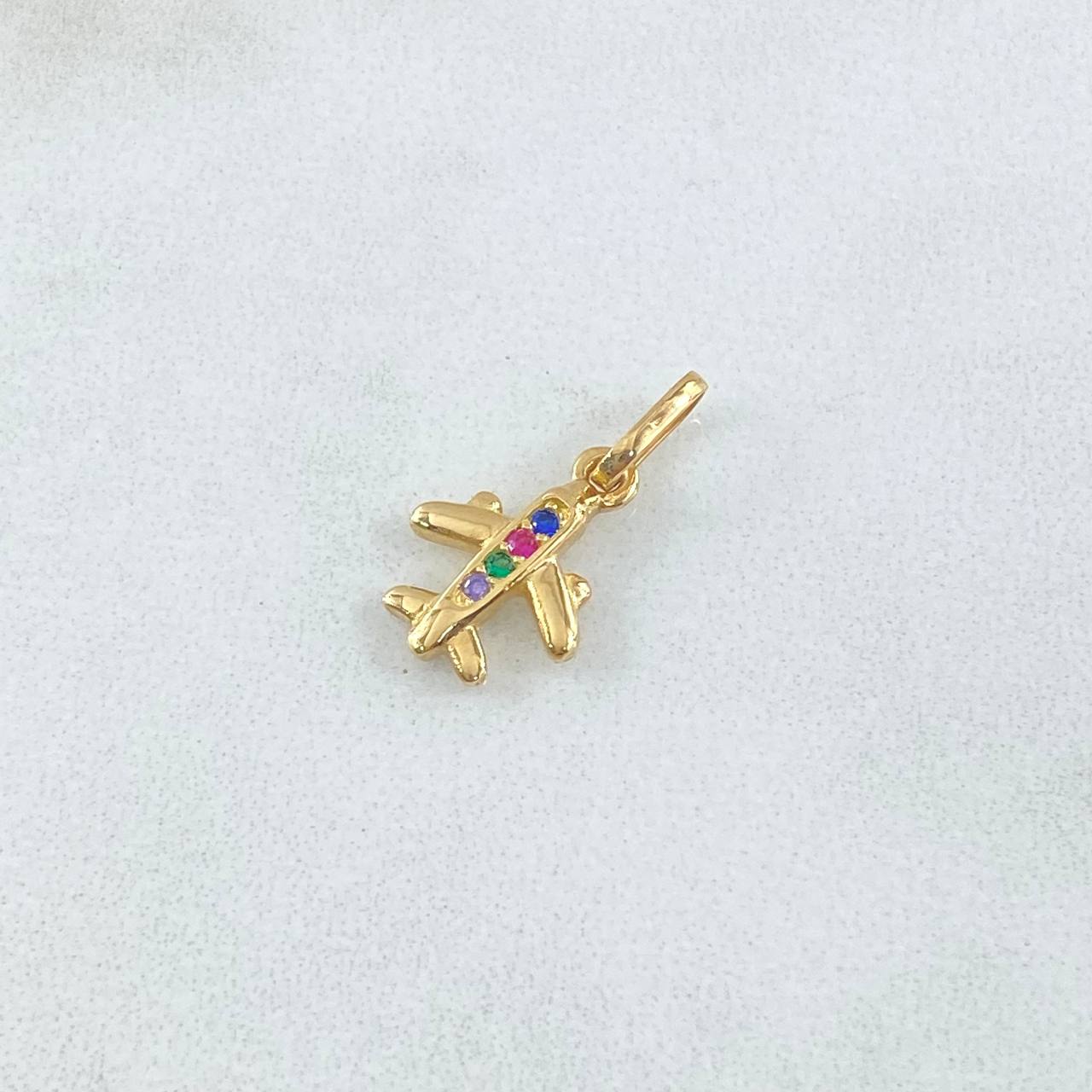 Dije Avion 0.9gr / 1.7cm-Cricones Multiples Oro Amarillo 18K ©