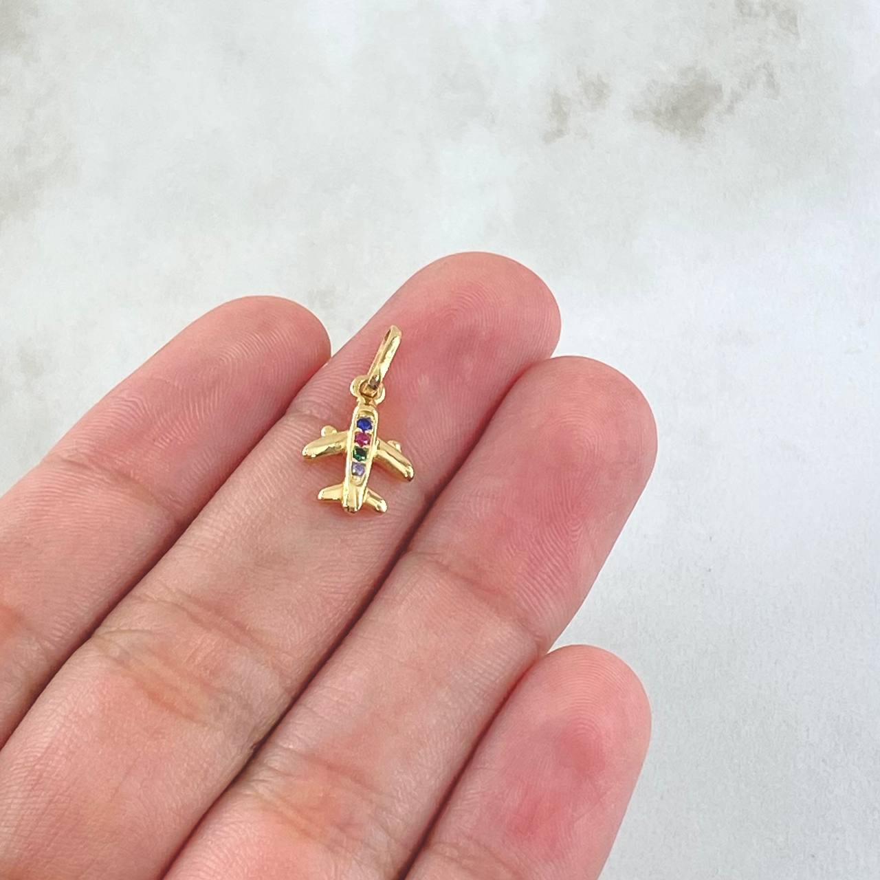 Dije Avion 0.9gr / 1.7cm-Cricones Multiples Oro Amarillo 18K ©