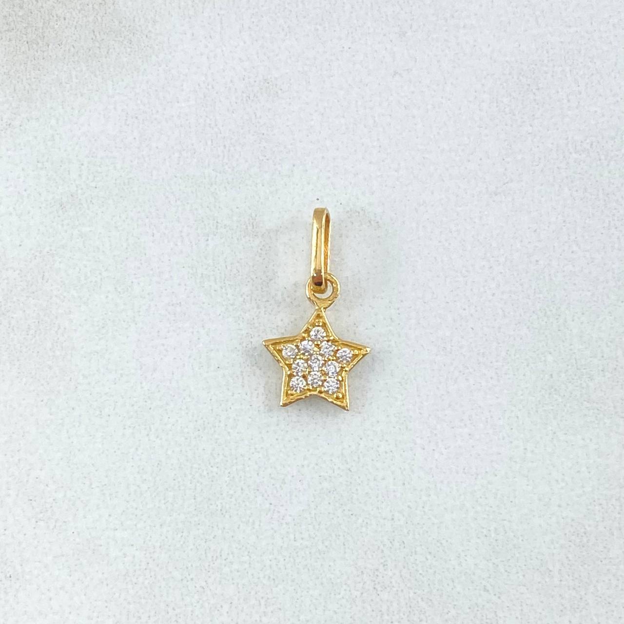 Pendant Star 0.55gr / 1.7cm-White Zirconia 18K Yellow Gold ©