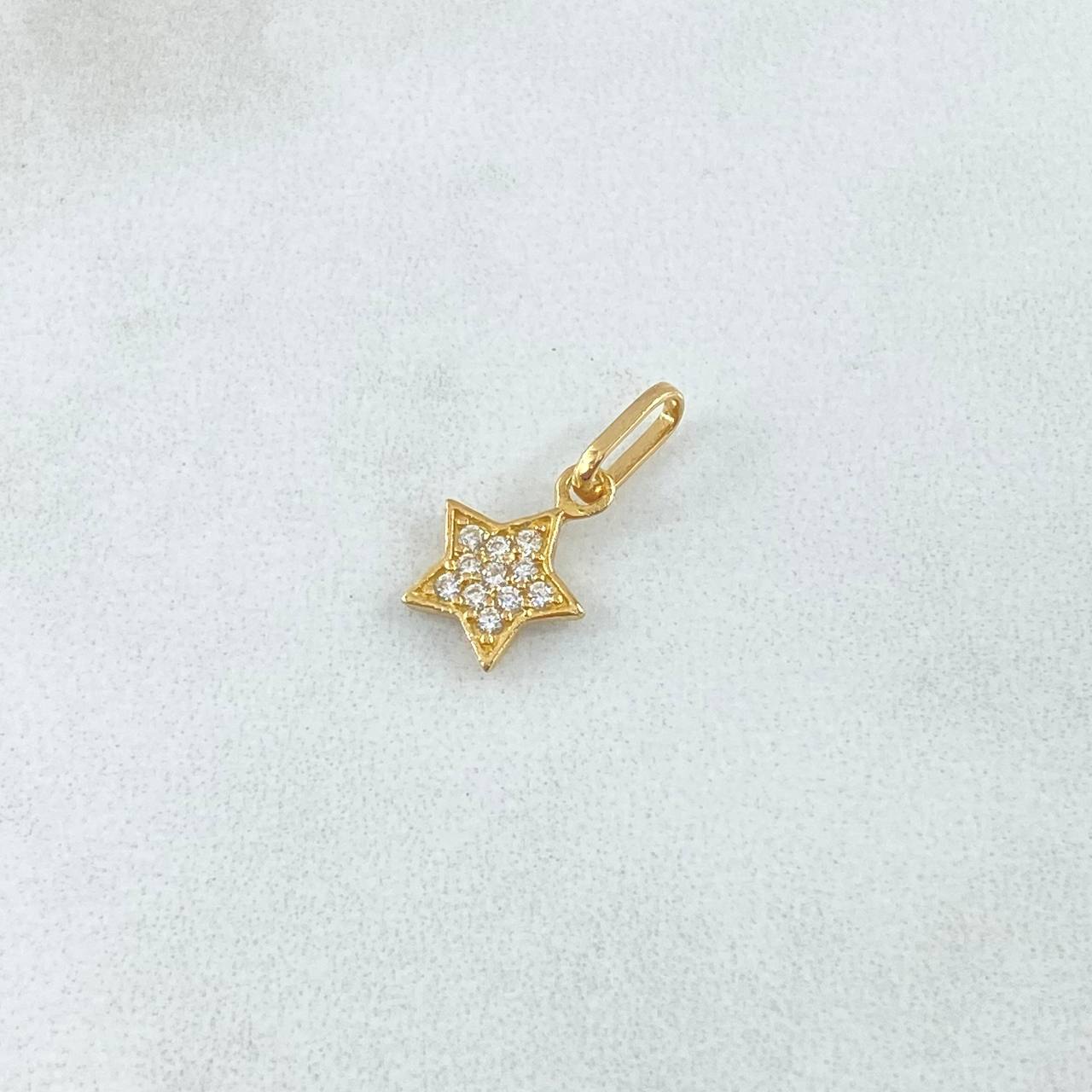 Pendant Star 0.55gr / 1.5cm / White Zircons 18K Yellow Gold