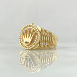 Anillo Sello Corona RX 7.9gr / T10 1/4 / Circones Blancos Oro Amarillo 18K ©
