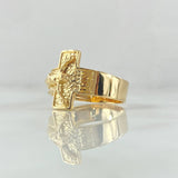 Cross Christ Ring 6gr / Size 11 / Textured 18K Yellow Gold