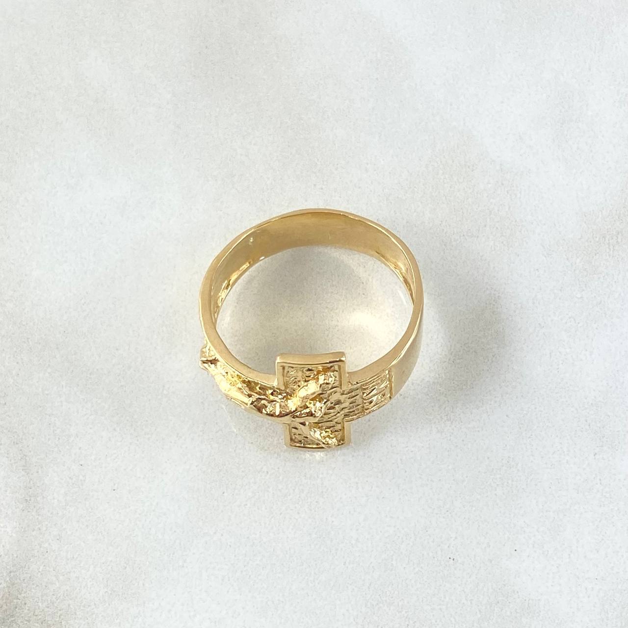 Anillo Cruz Cristo 6.25gr / T11 1/4 / Texturizado Oro Amarillo 18K