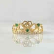 15s Ring Crown 1.85gr / T7 / White Zircons Green Yellow Gold 18K