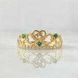 15s Ring Crown 1.85gr / T7 / White Zircons Green Yellow Gold 18K
