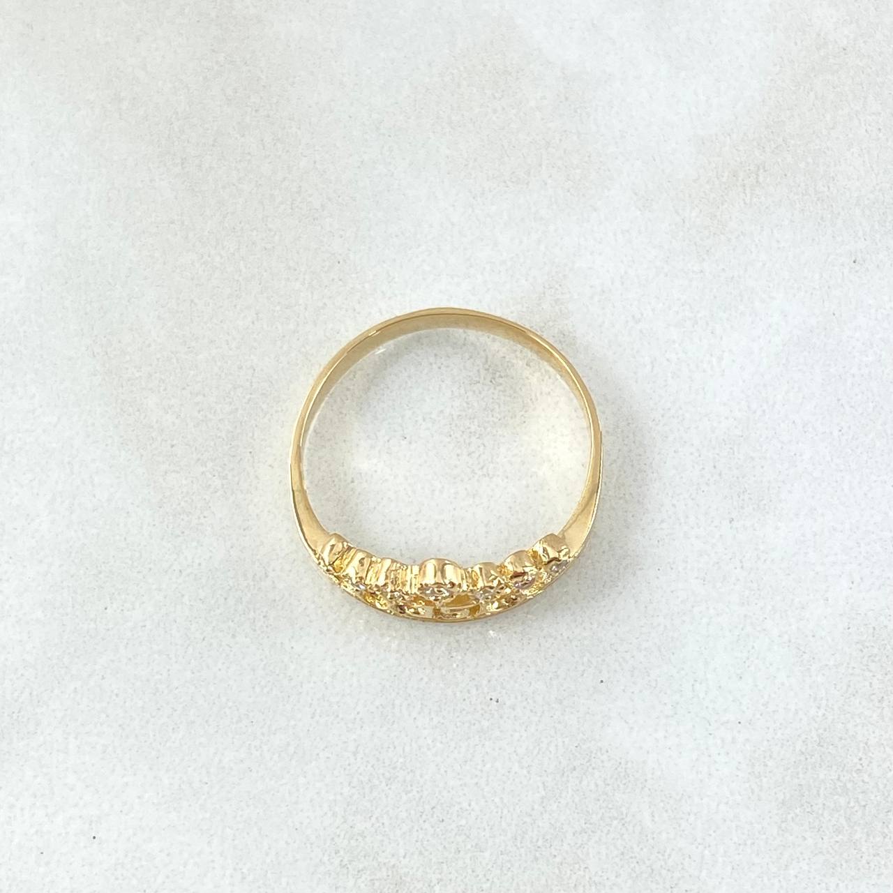 15s Ring Crown 2.4gr / T7 1/4 / White Zircons 18K Yellow Gold
