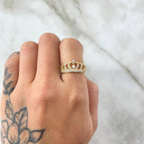 Anillo Corona Corazon 2.75gr / T7 / Circones Blancos Oro Amarillo 18K