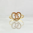 Ring 15s Heart 2.3gr / Size 7 1/2 / White Zircons 18K Yellow Gold