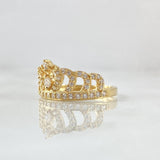 Anillo Corona Corazon 2.75gr / T7 / Circones Blancos Oro Amarillo 18K