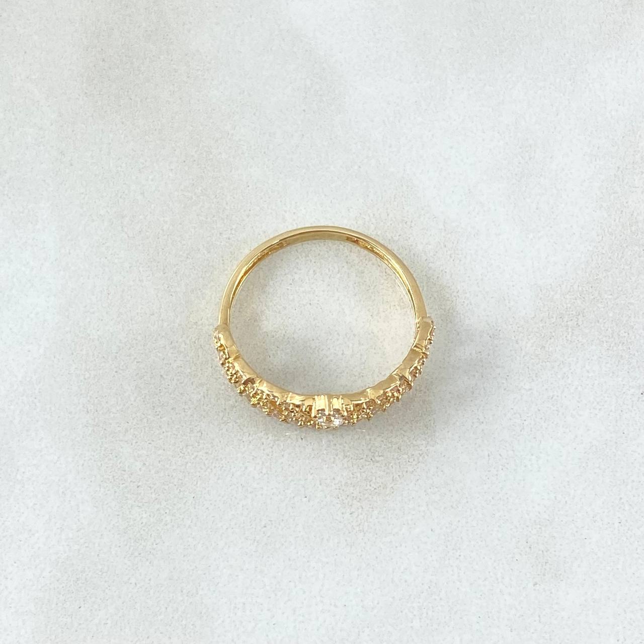 Anillo Corona Corazon 2.75gr / T7 / Circones Blancos Oro Amarillo 18K