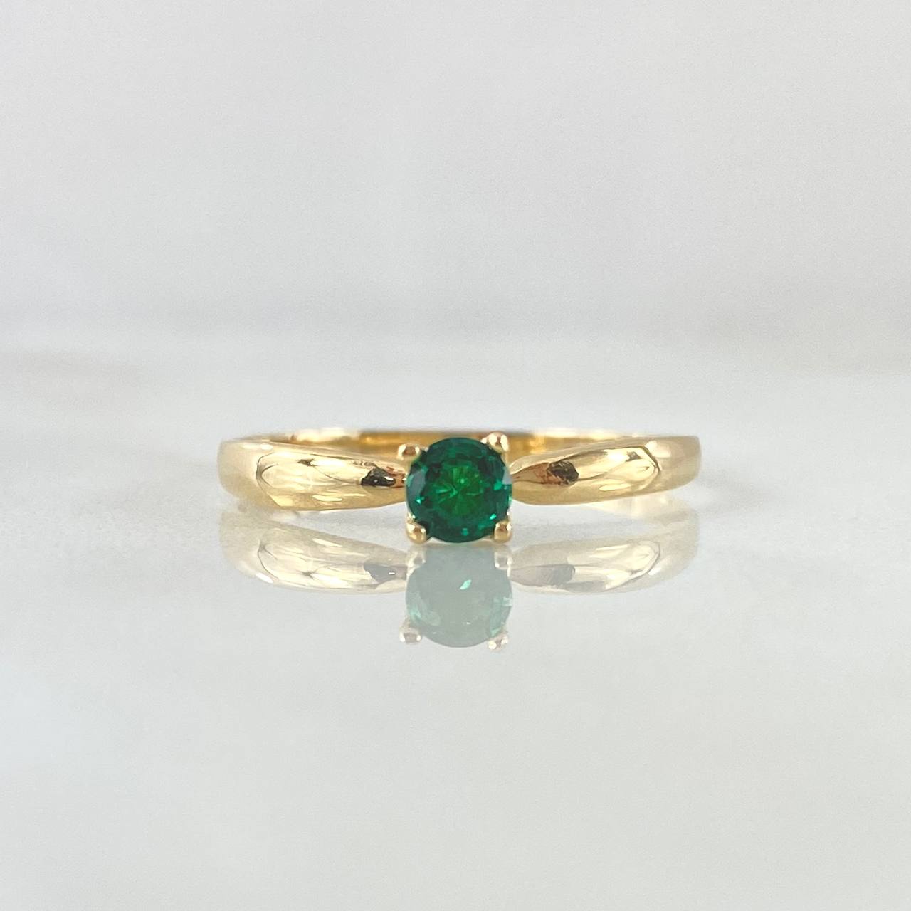 Ring Solitaire 1.05gr / T6 1/4 / Green Zircon Yellow Gold 18K