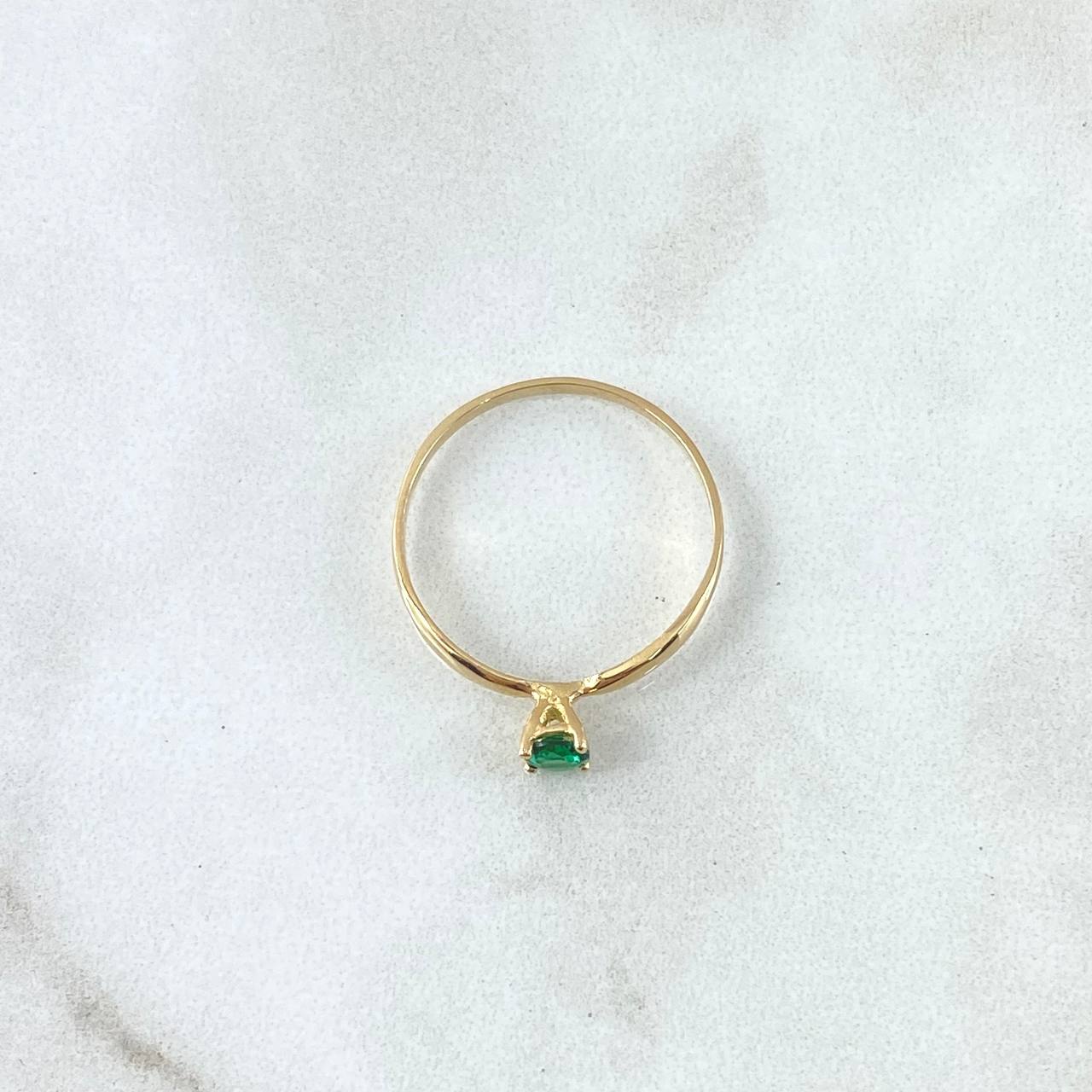 Ring Solitaire 1.05gr / T6 1/4 / Green Zircon Yellow Gold 18K