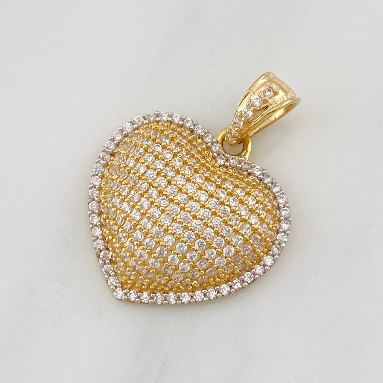 Pendant Dense Heart 3.4g / 1 in Two-Tone Yellow White Gold 18K