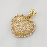 Pendant Dense Heart 3.4g / 1 in Two-Tone Yellow White Gold 18K