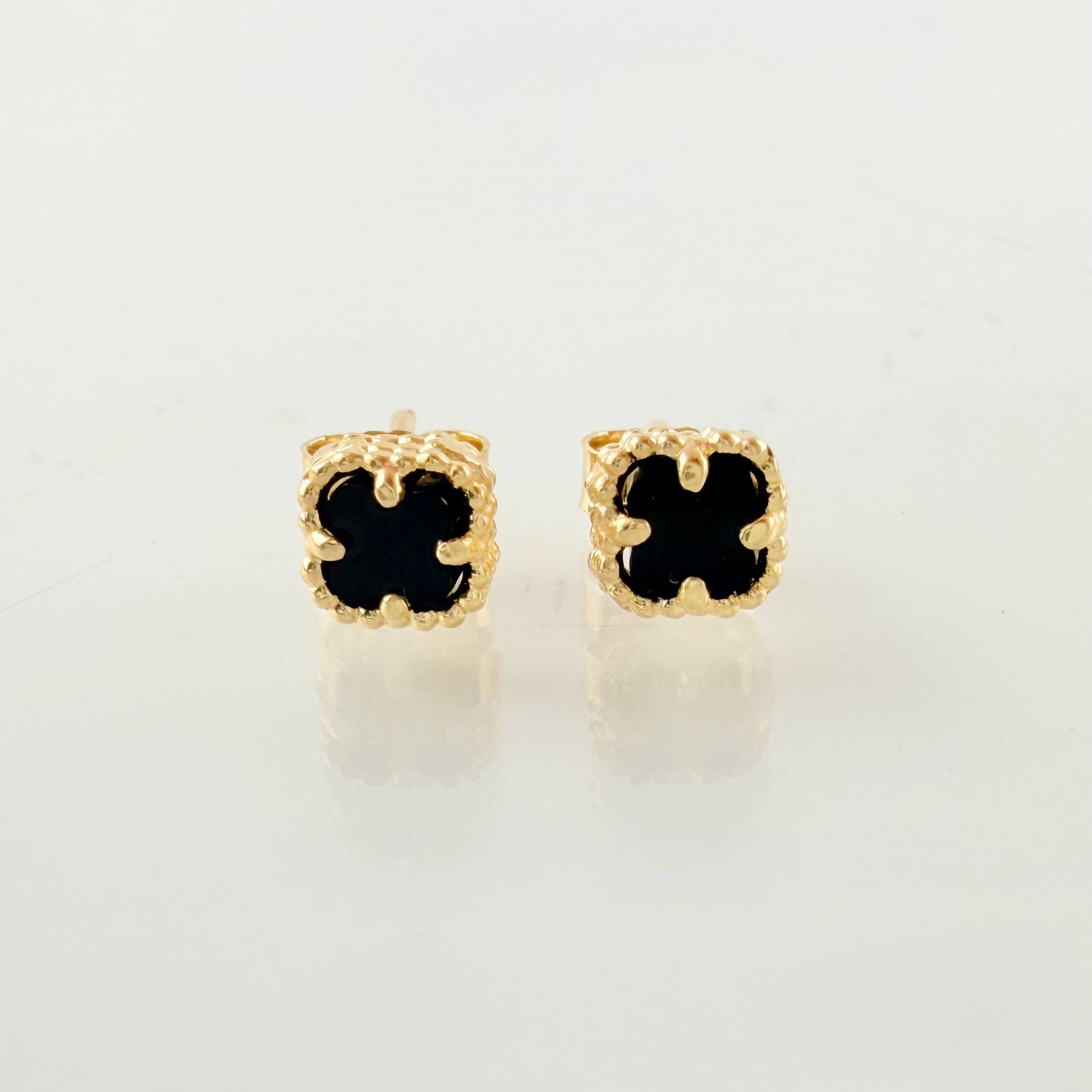 Black Clover Stud Earrings 1.2gr / 5mm 18K Yellow Gold Nac.Esp. *