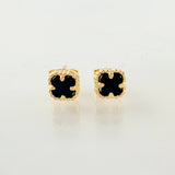 Black Clover Stud Earrings 1.2gr / 5mm 18K Yellow Gold Nac.Esp. *