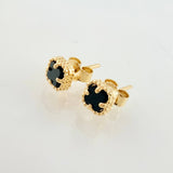 Black Clover Stud Earrings 1.2gr / 5mm 18K Yellow Gold Nac.Esp. *