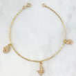 Classic Link Bracelet 2.3gr / 18cm / "Hamsa Hand - Butterfly - Letter S" 18K Yellow Gold ©