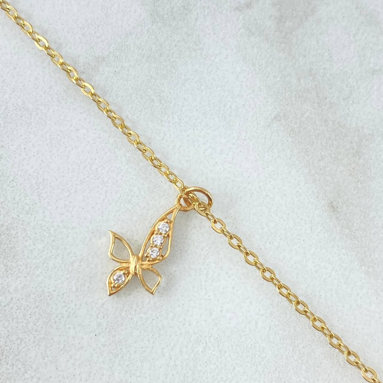 Classic Link Bracelet 2.3gr / 18cm / "Hamsa Hand - Butterfly - Letter S" 18K Yellow Gold ©