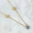 Classic Link Chain Clover Flower VCyA 6.85gr / 50cm / 7mm Diamond Cut - Light Blue Zircons 18K Yellow Gold ©