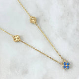 Classic Link Chain Clover Flower VCyA 6.85gr / 50cm / 7mm Diamond Cut - Light Blue Zircons 18K Yellow Gold ©