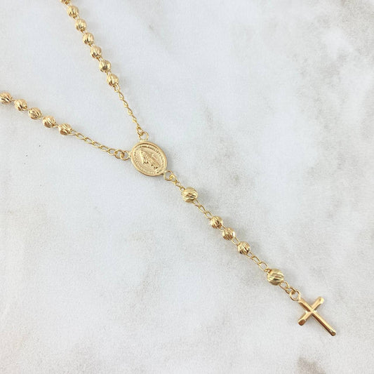 Rosario Virgen Milagrosa Diamantado 7gr / 19 3/4 in / 3mm Oro Amarillo 18K